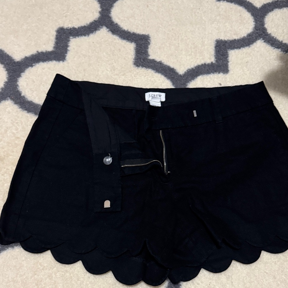 J. Crew High Waist Black Scalloped Shorts